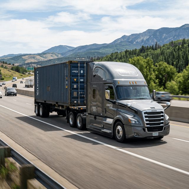 Modern semi-truck on highway