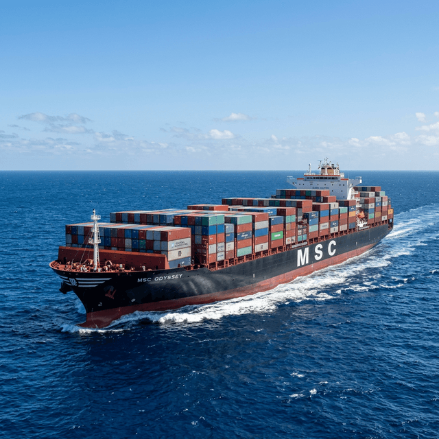 Container ship at sea