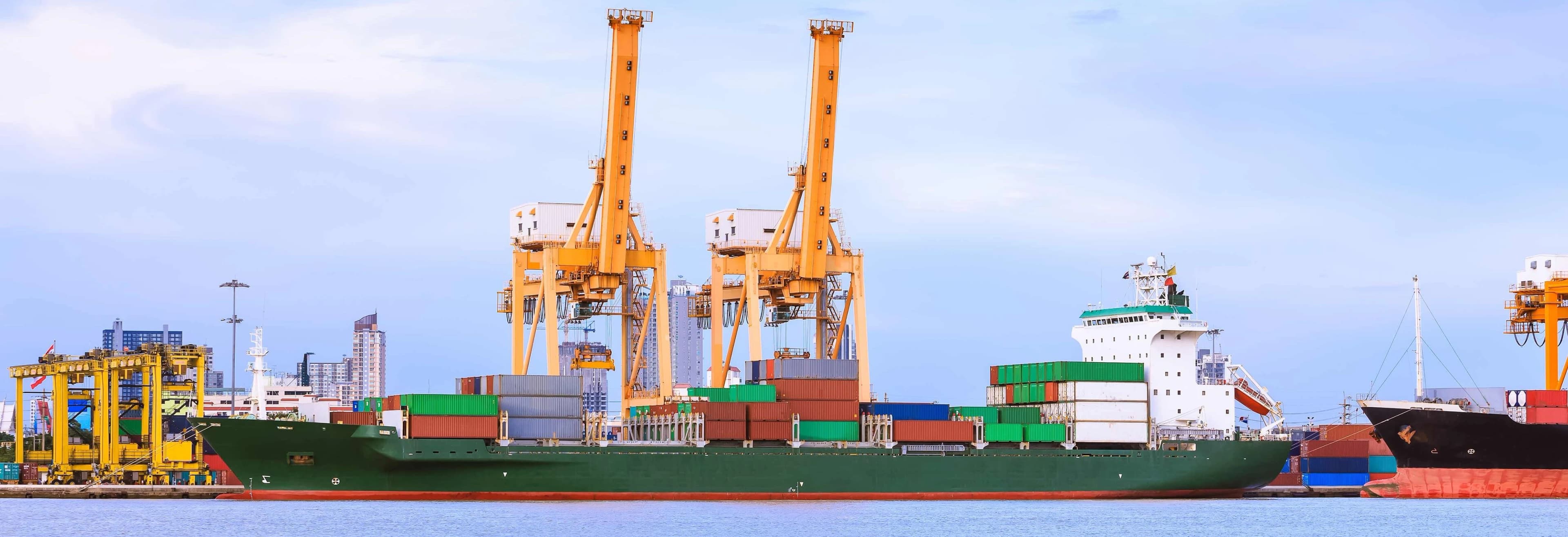 Container vessels at an international port