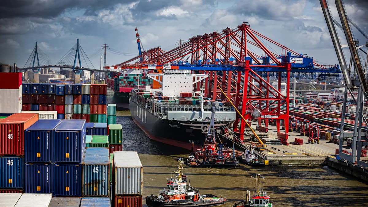 Container ships at a major global port